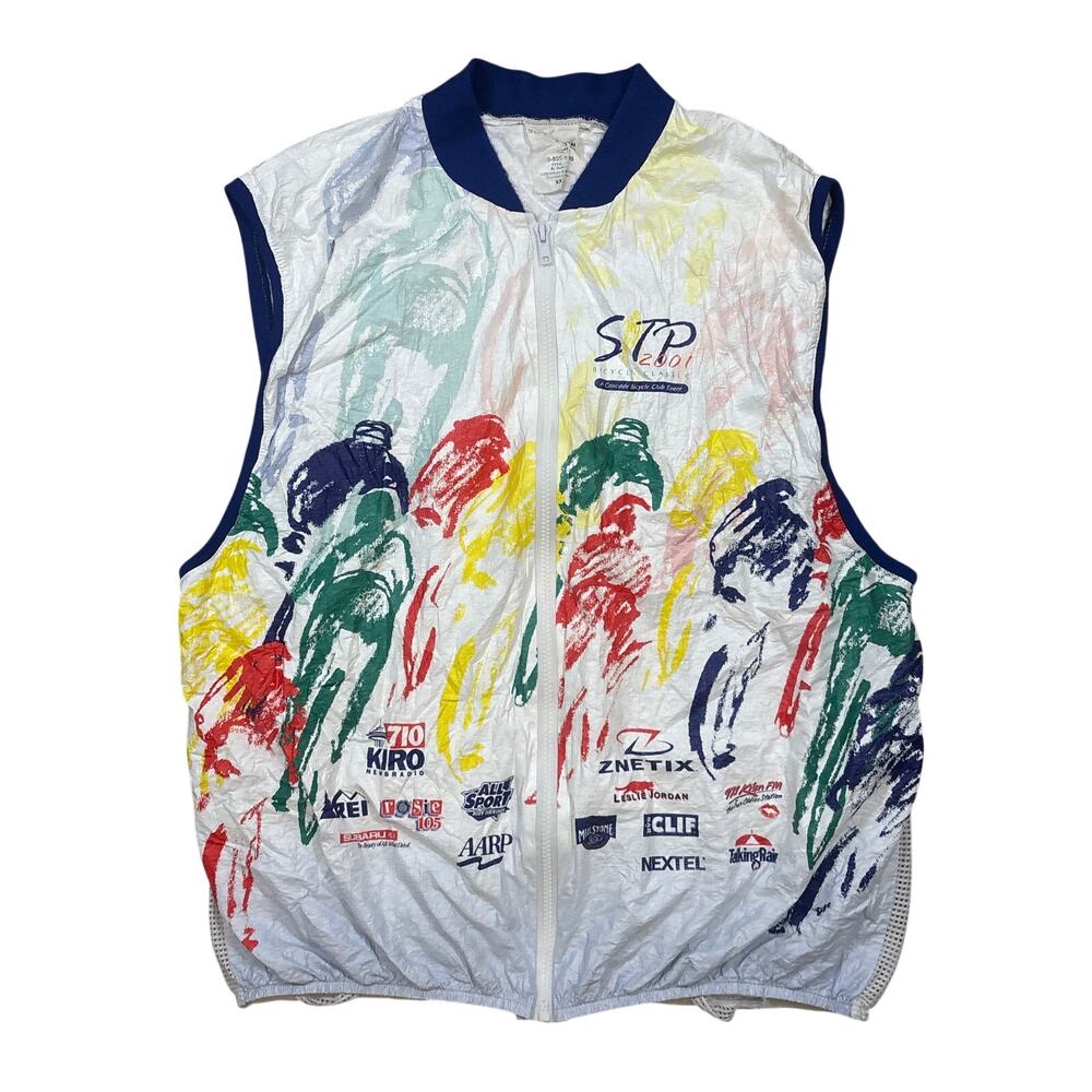 Vtg STP 2001 y2k bicycle classic club event Race xxl windbreaker cycling vest